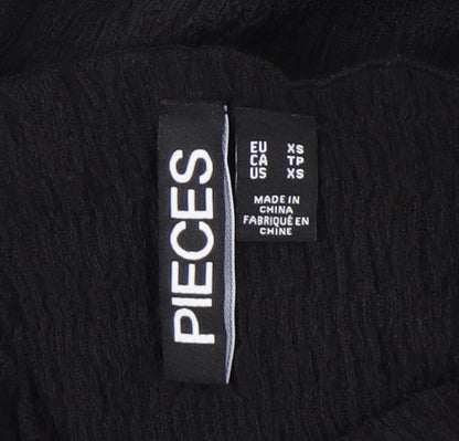 Pieces Women’s Black XS Bodycon Puff Sleeve Knee Dress