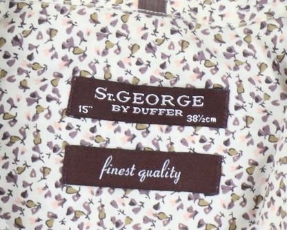 St George by Duffer Men’s Multicoloured Floral Cotton Dress Shirt Size 15