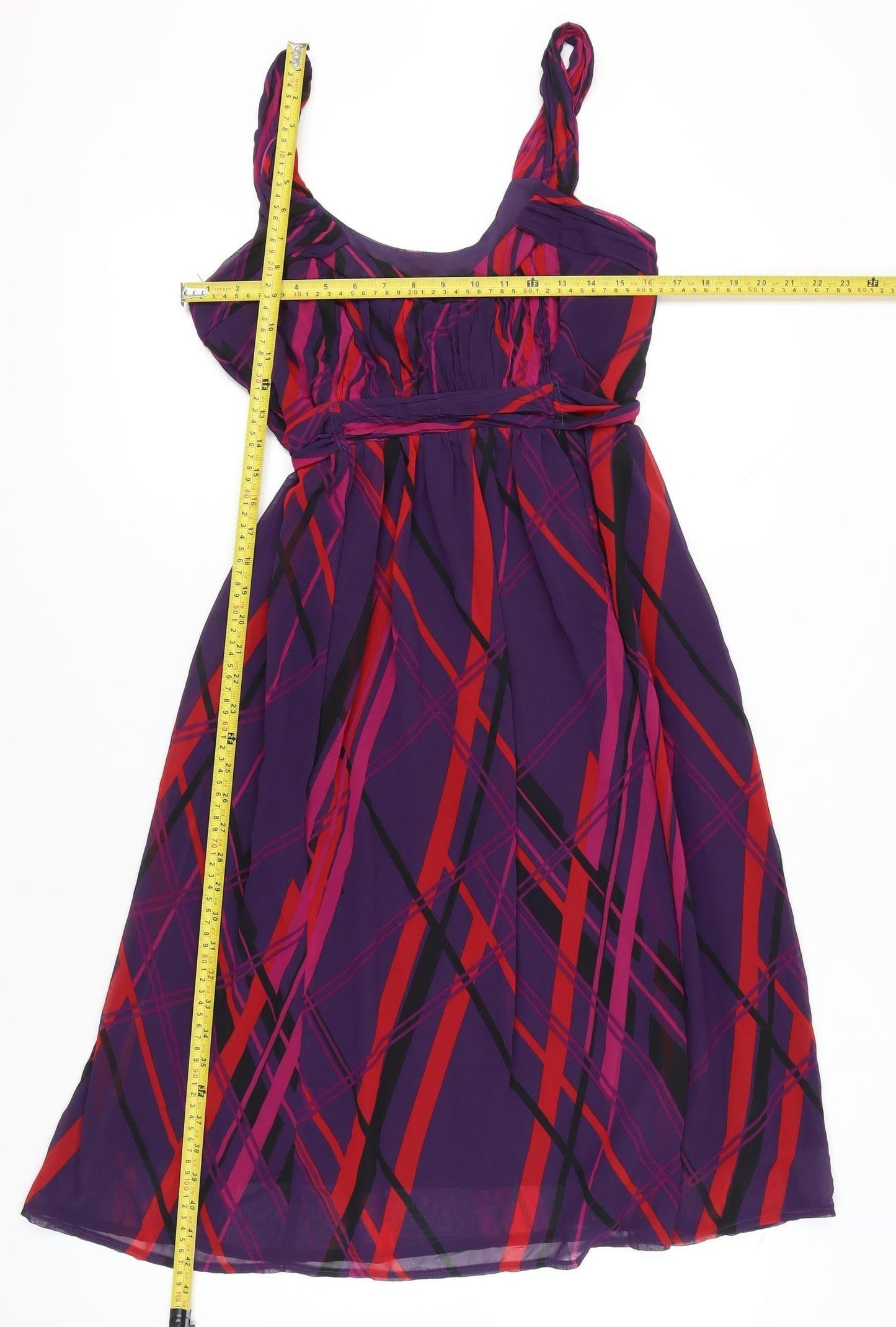 George Women’s Purple Check A-Line Belted Dress Size 16