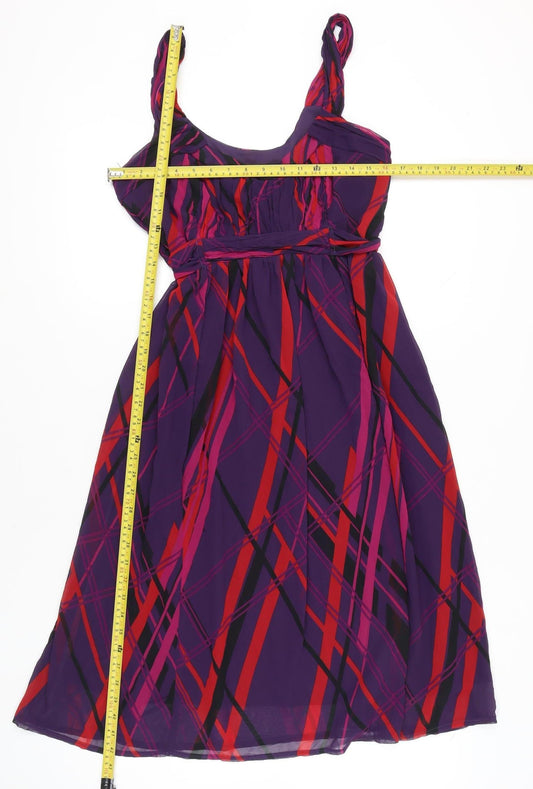 George Women’s Purple Check A-Line Belted Dress Size 16
