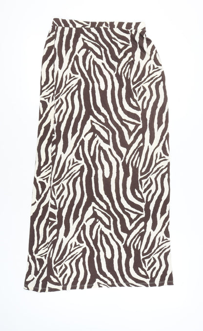 ASOS Women’s Brown Animal Print Wrap Midi Skirt Size 12