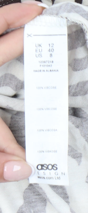 ASOS Women’s Brown Animal Print Wrap Midi Skirt Size 12