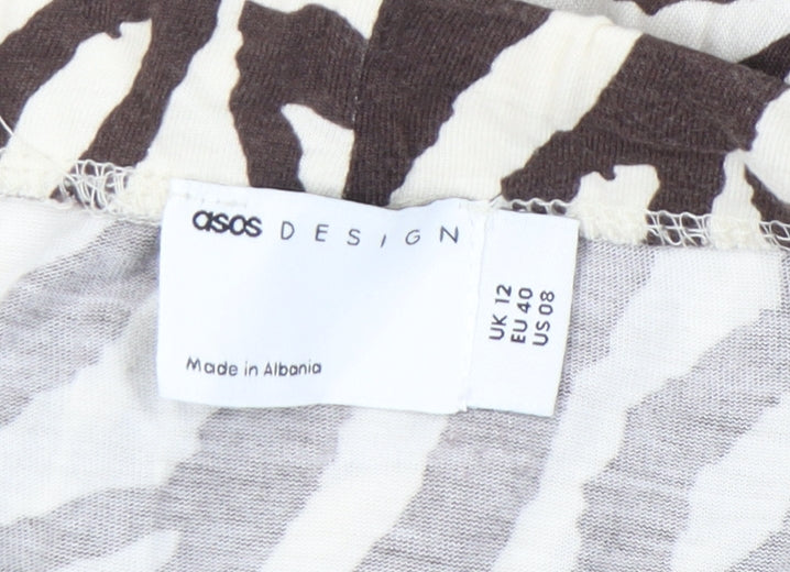 ASOS Women’s Brown Animal Print Wrap Midi Skirt Size 12