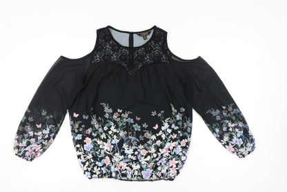 Womens UK Size 12 Lipsy Black Tunic Blouse