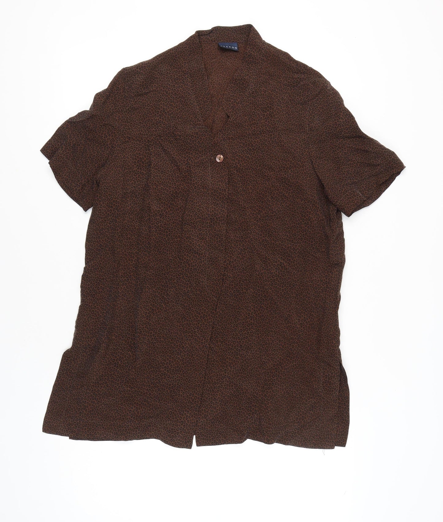 Alexon Women’s Brown Animal Print Blouse Size 14 Short Sleeve