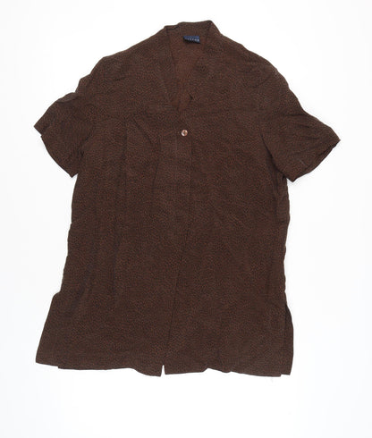 Alexon Women’s Brown Animal Print Blouse Size 14 Short Sleeve