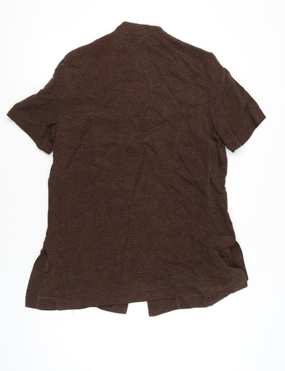Alexon Women’s Brown Animal Print Blouse Size 14 Short Sleeve