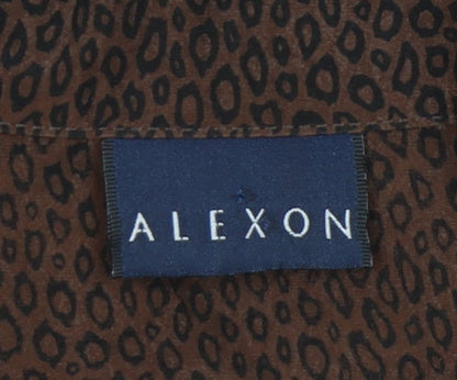 Alexon Women’s Brown Animal Print Blouse Size 14 Short Sleeve