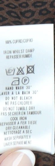 Alexon Women’s Brown Animal Print Blouse Size 14 Short Sleeve