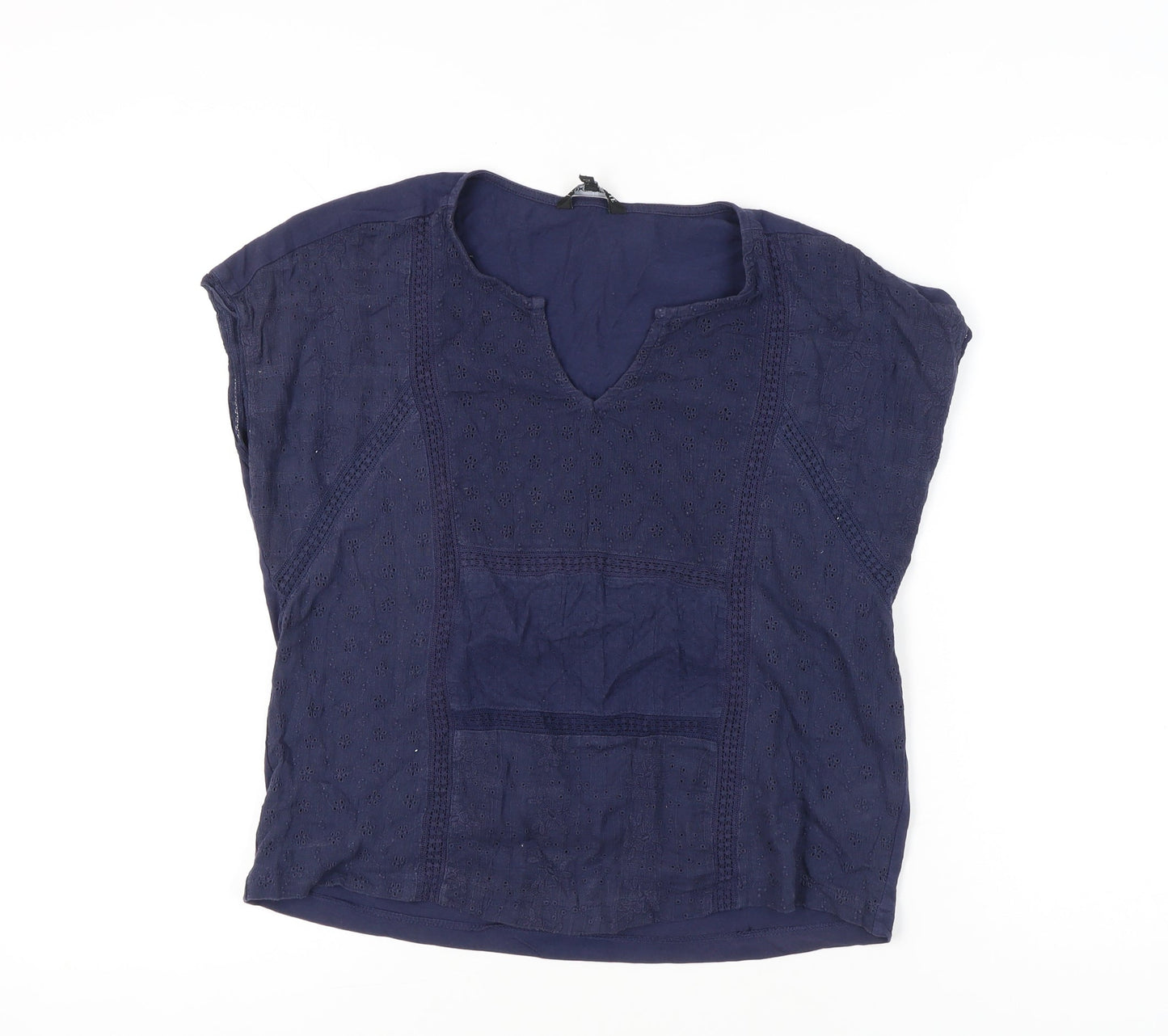 Next Women’s Blue Cotton Tunic Blouse UK 10 Sleeveless Summer Top