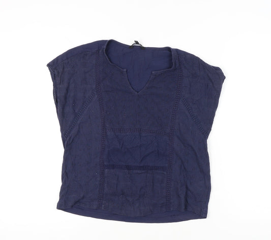Next Women’s Blue Cotton Tunic Blouse UK 10 Sleeveless Summer Top