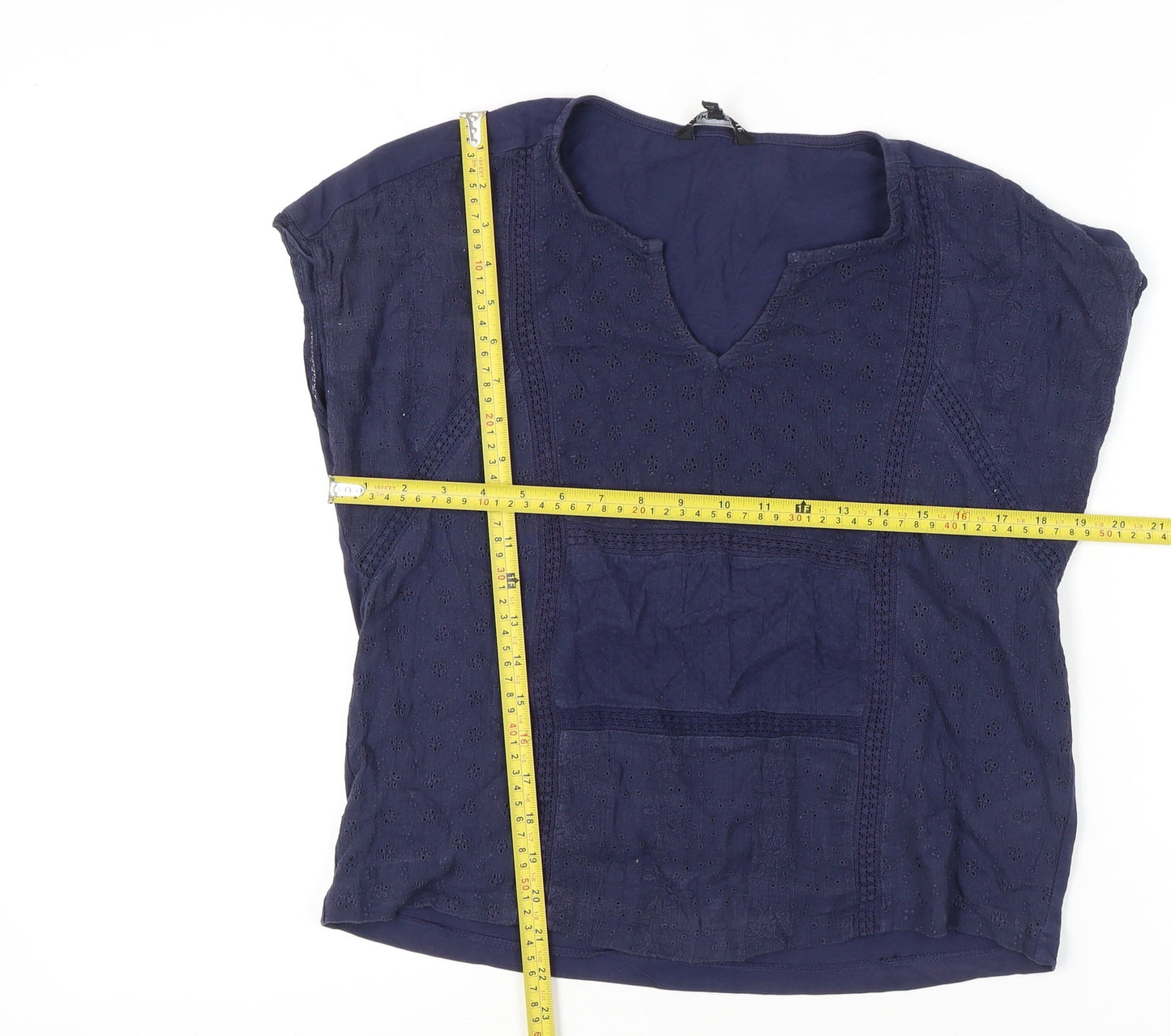 Next Women’s Blue Cotton Tunic Blouse UK 10 Sleeveless Summer Top