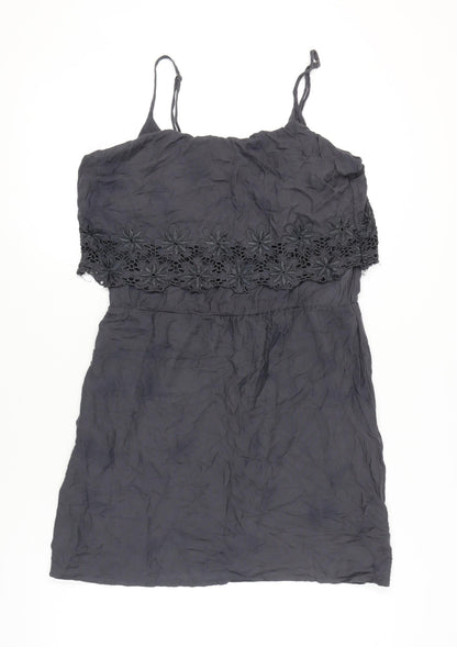 ONLY Women’s Black Size 12 Slip Dress Embroidered Floral Summer Casual