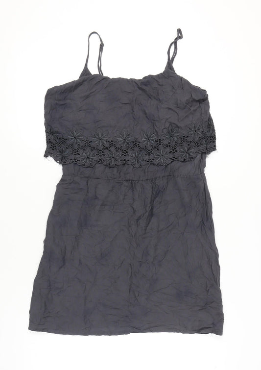 ONLY Women’s Black Size 12 Slip Dress Embroidered Floral Summer Casual