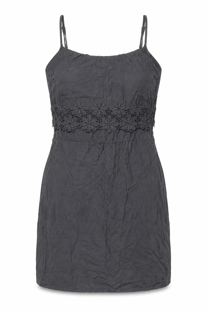 Front view of Only Women’s Black, size UK 12, Slip Dress Embroidered Floral Summer Casual