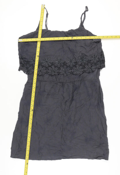 ONLY Women’s Black Size 12 Slip Dress Embroidered Floral Summer Casual