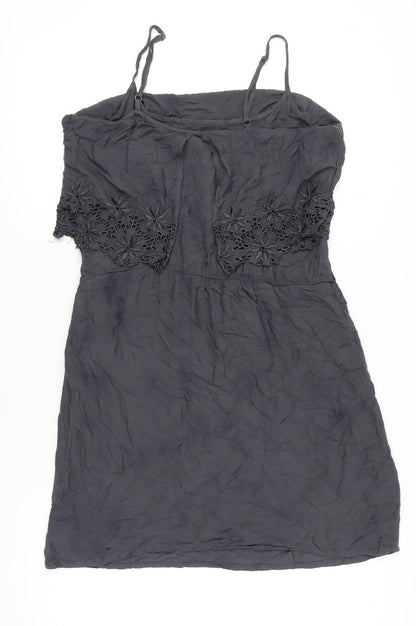 ONLY Women’s Black Size 12 Slip Dress Embroidered Floral Summer Casual