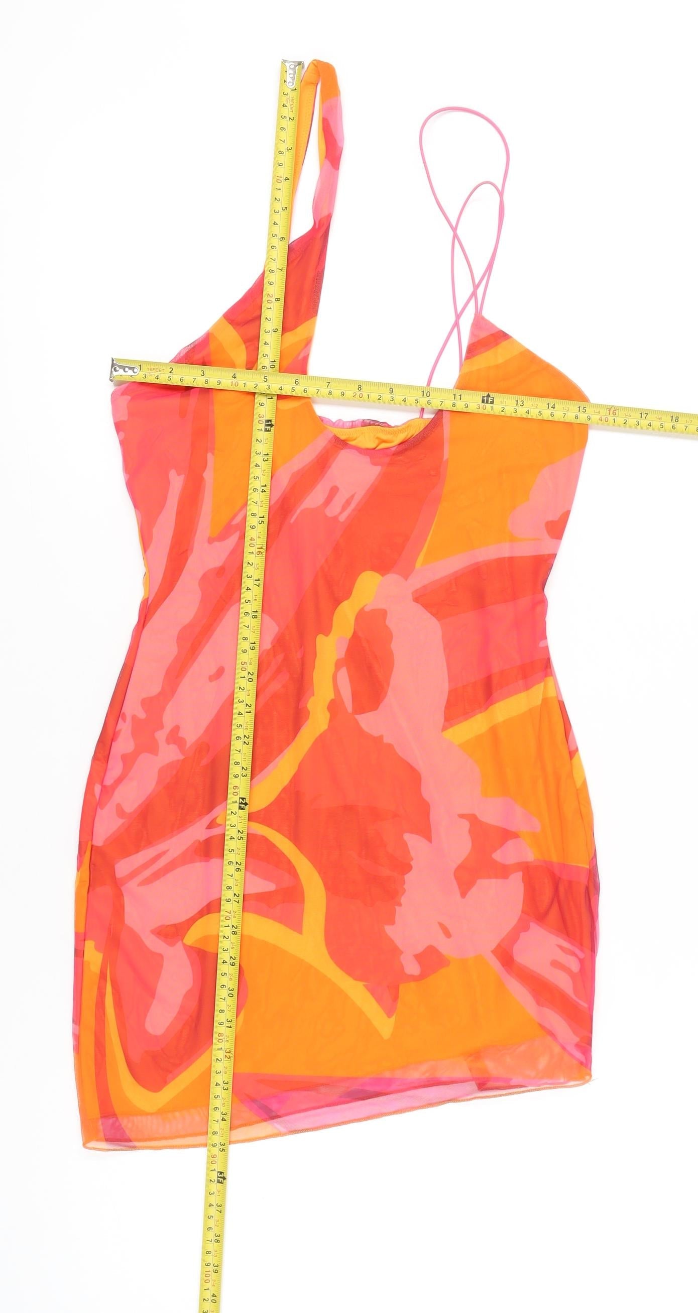 Oh Polly Women’s Orange Asymmetric Bodycon Mini Dress UK10