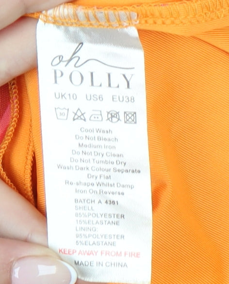 Oh Polly Women’s Orange Asymmetric Bodycon Mini Dress UK10