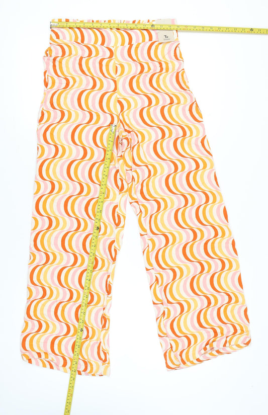 Tu Women’s Multicoloured Wide-Leg Trousers Size 12 Retro Geometric