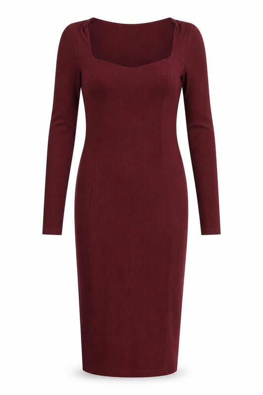 Fourteenth Place Women’s Red Bodycon Midi Dress Size S Long Sleeve