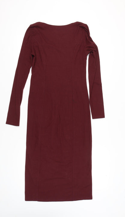 Fourteenth Place Women’s Red Bodycon Midi Dress Size S Long Sleeve