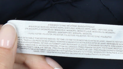 Primark Womens Blue XS Puffer Coat with Faux Fur Hood