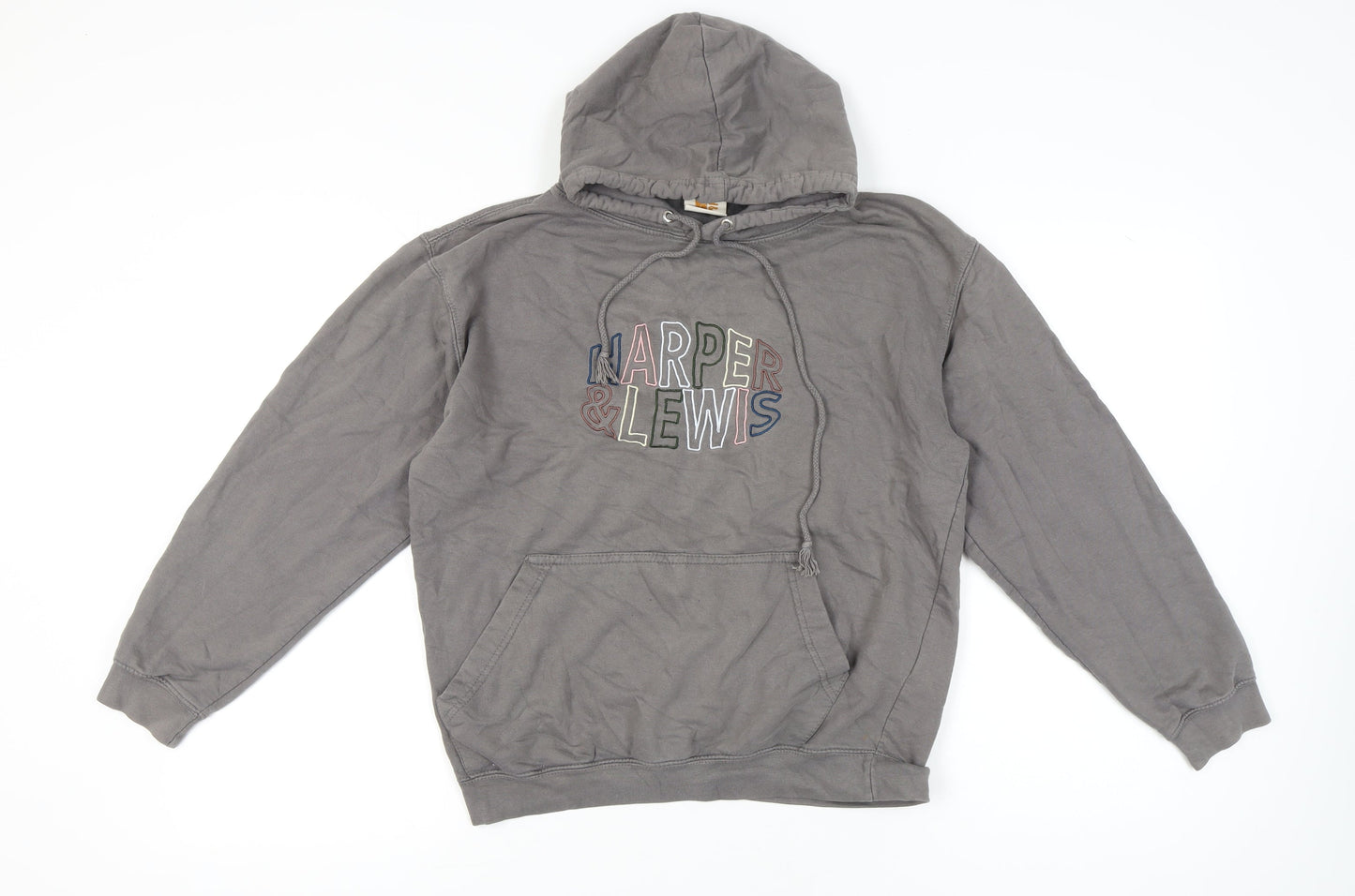 Harper & Lewis Womens Grey Pullover Hoodie Medium Embroidered Logo