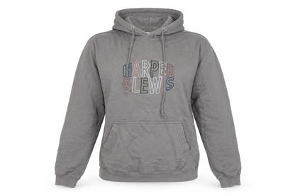 Harper & Lewis Womens Grey Pullover Hoodie Medium Embroidered Logo