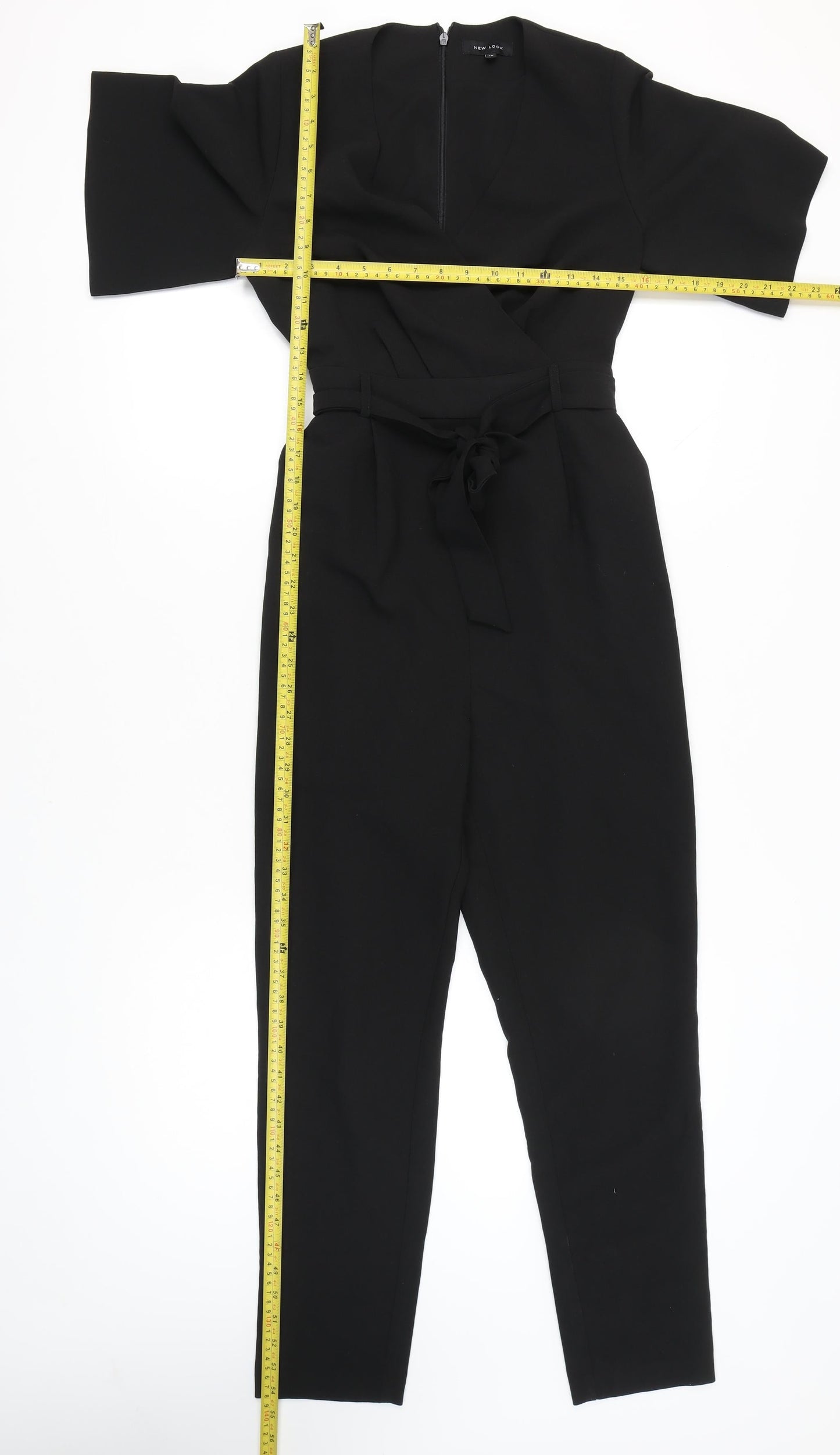 New Look Women's Black Size 10 Belted V-Neck Jumpsuit