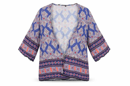 Womens UK Size 14 New Look Multicoloured Kimono Blouse