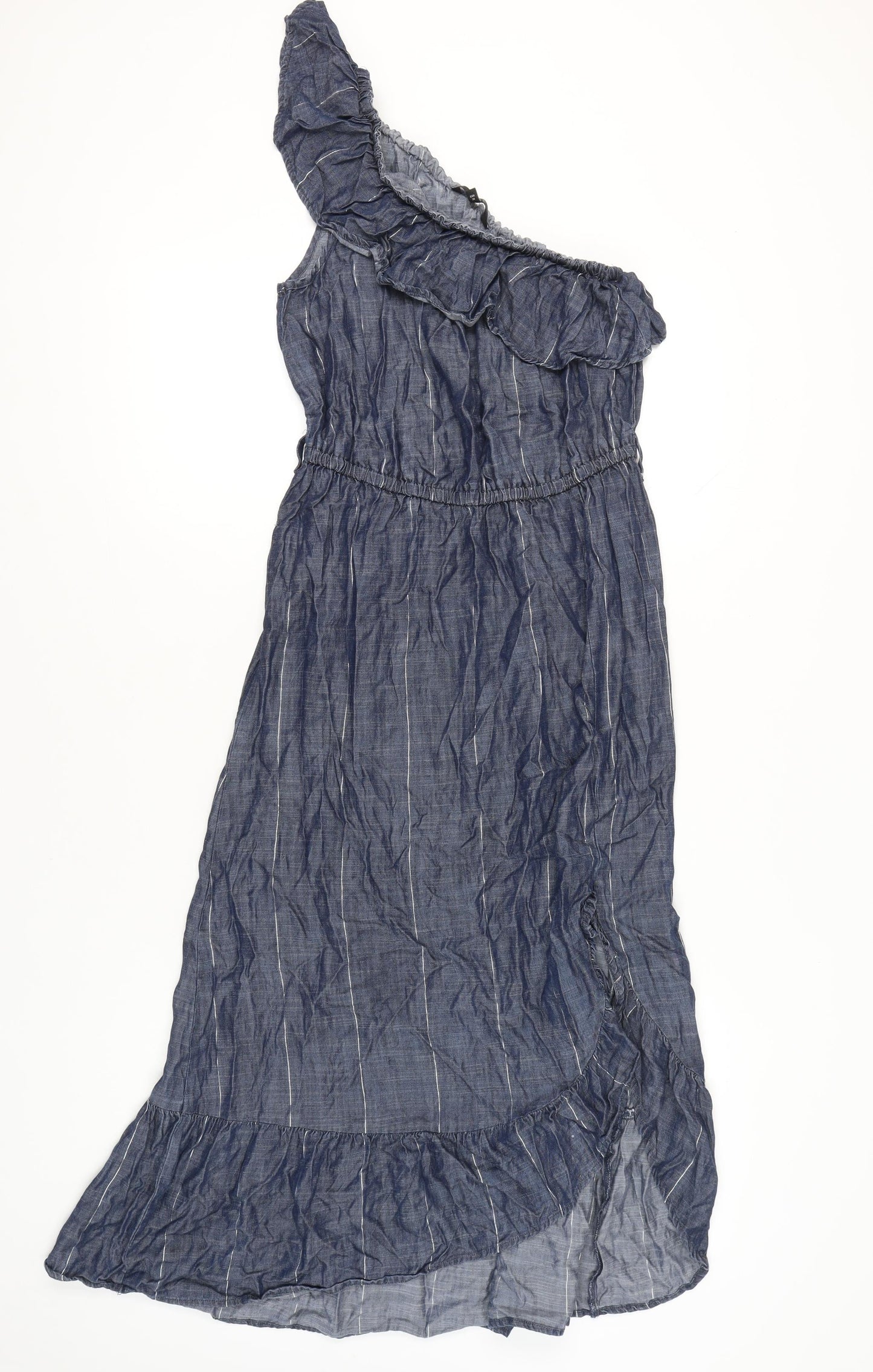 Next Womens Blue One Shoulder Midi Asymmetric Dress Size 10