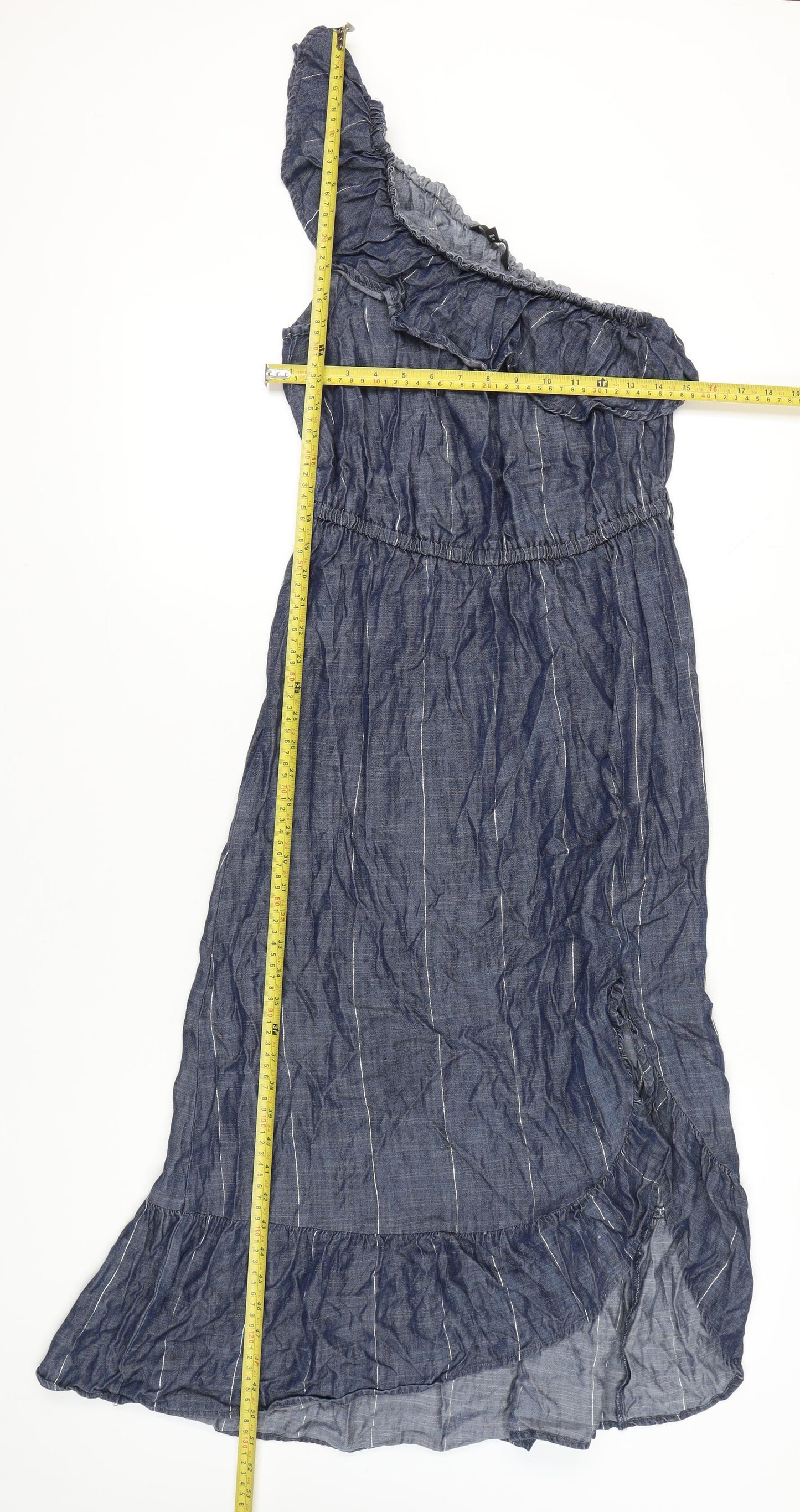 Next Womens Blue One Shoulder Midi Asymmetric Dress Size 10