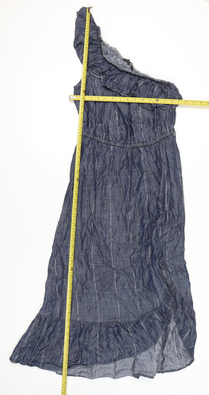 Next Womens Blue One Shoulder Midi Asymmetric Dress Size 10