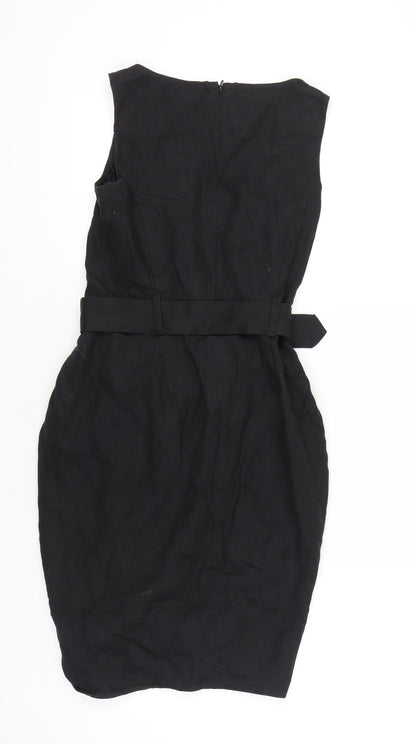 Warehouse Women’s Black Sheath Dress UK 8 Knee Length Sleeveless