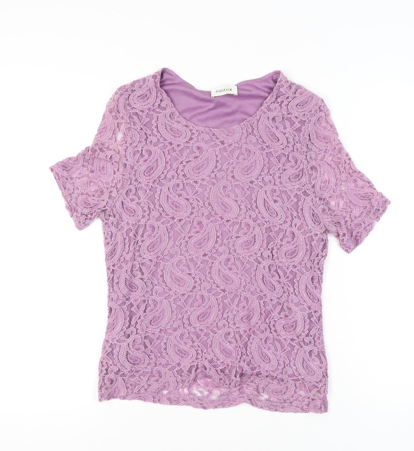 Womens UK Size 12 Eastex Purple Lace Blouse