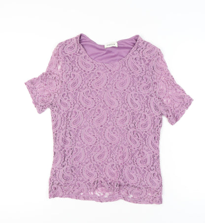 Womens UK Size 12 Eastex Purple Lace Blouse