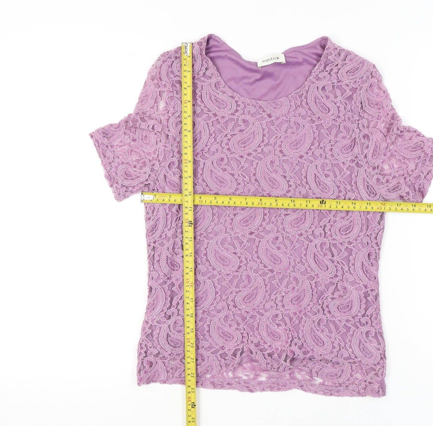 Womens UK Size 12 Eastex Purple Lace Blouse