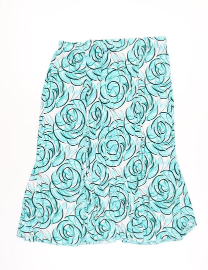 Classics Women’s Blue Floral A-Line Skirt L/XL Knee Length
