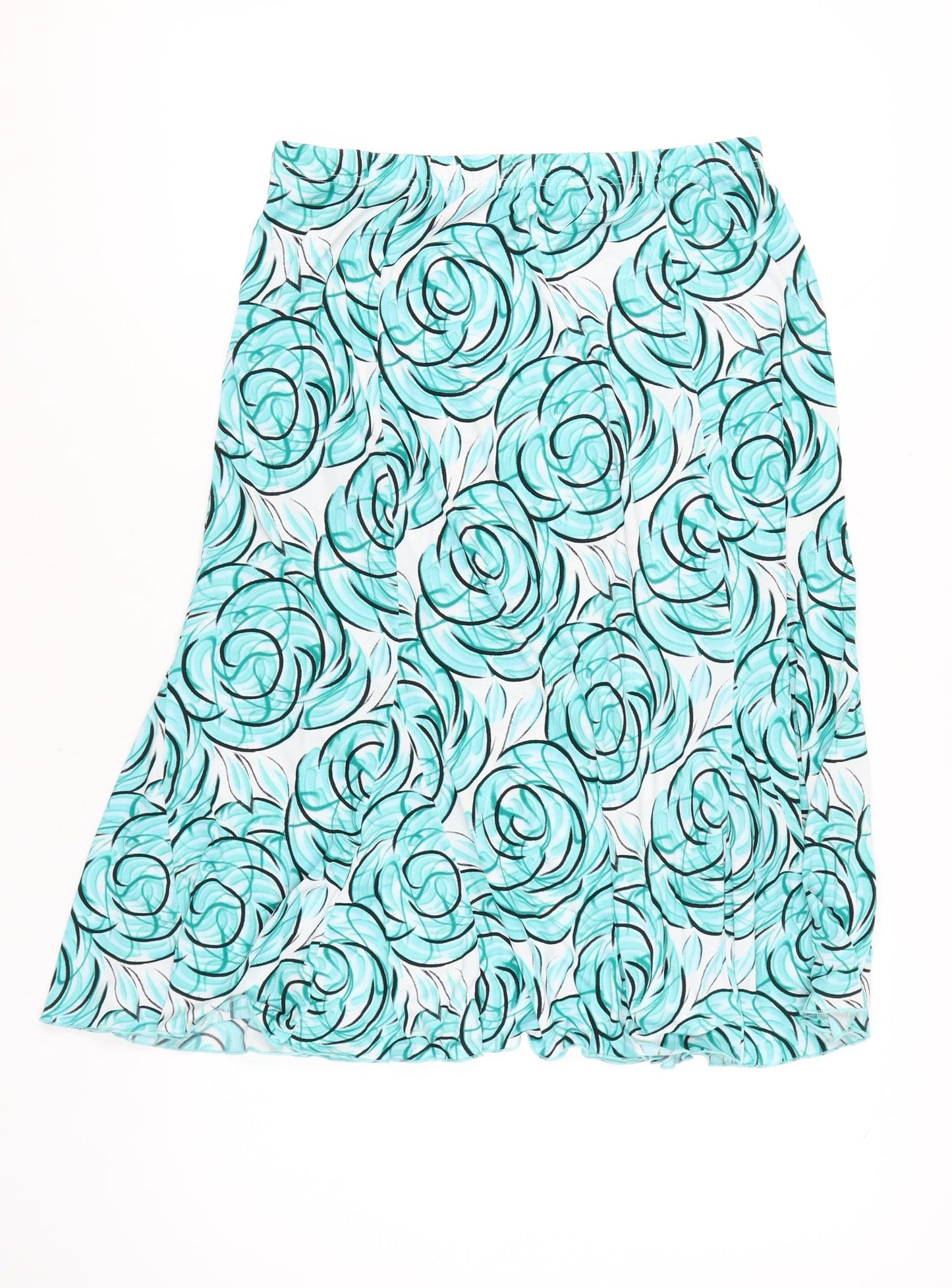 Classics Women’s Blue Floral A-Line Skirt L/XL Knee Length