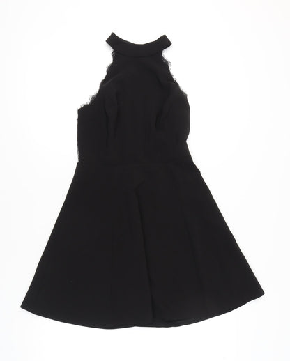 River Island Women’s Black Size 8 Lace Halter Fit & Flare Party Dress