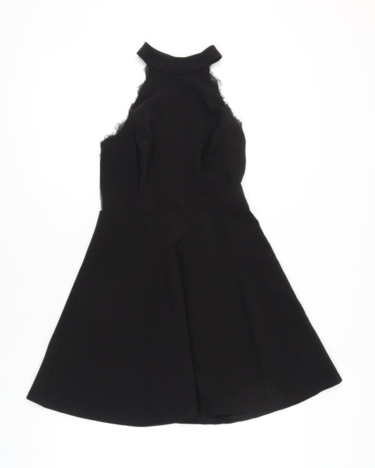 River Island Women’s Black Size 8 Lace Halter Fit & Flare Party Dress