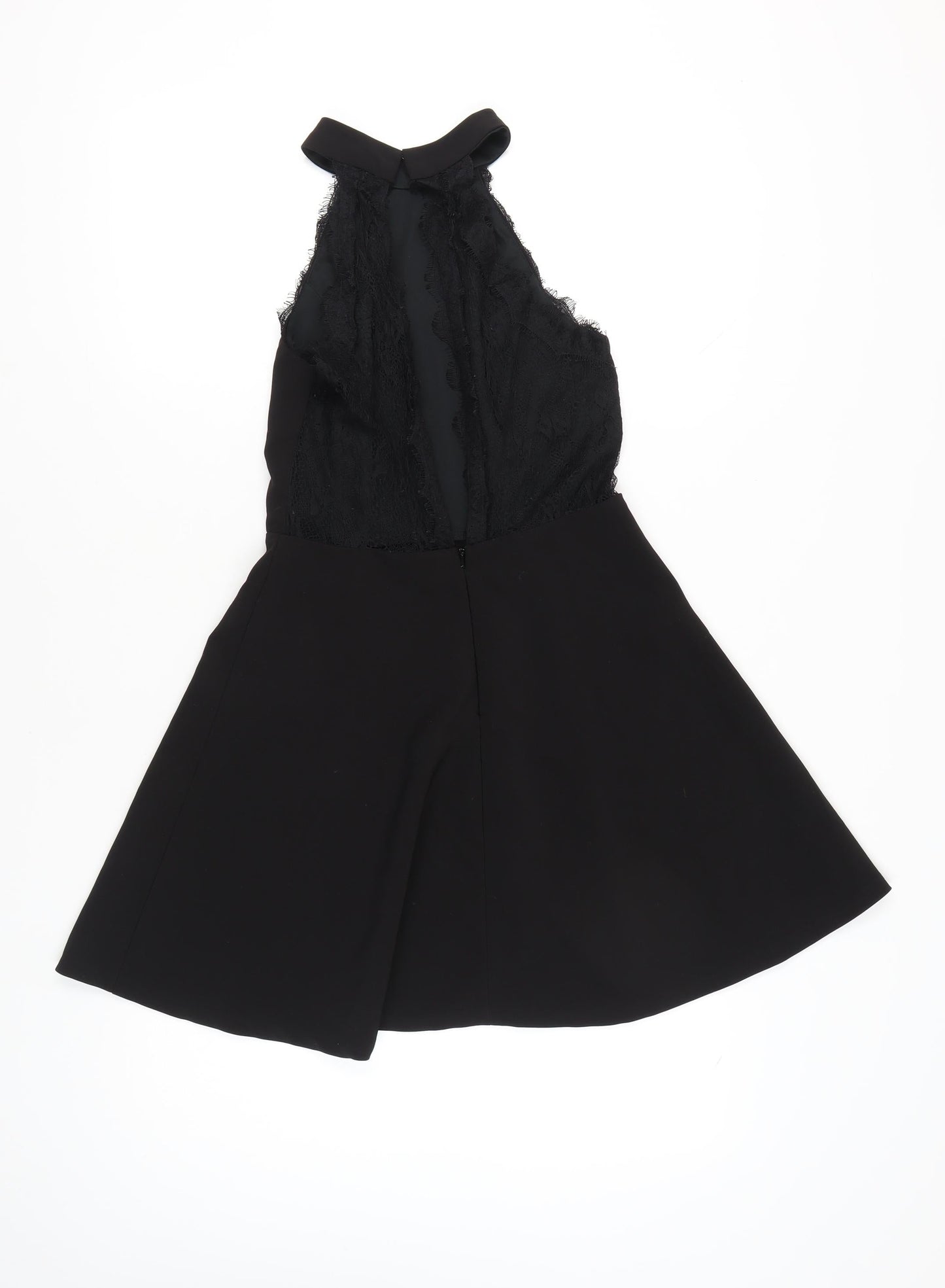 River Island Women’s Black Size 8 Lace Halter Fit & Flare Party Dress