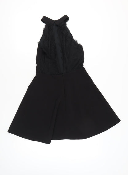 River Island Women’s Black Size 8 Lace Halter Fit & Flare Party Dress