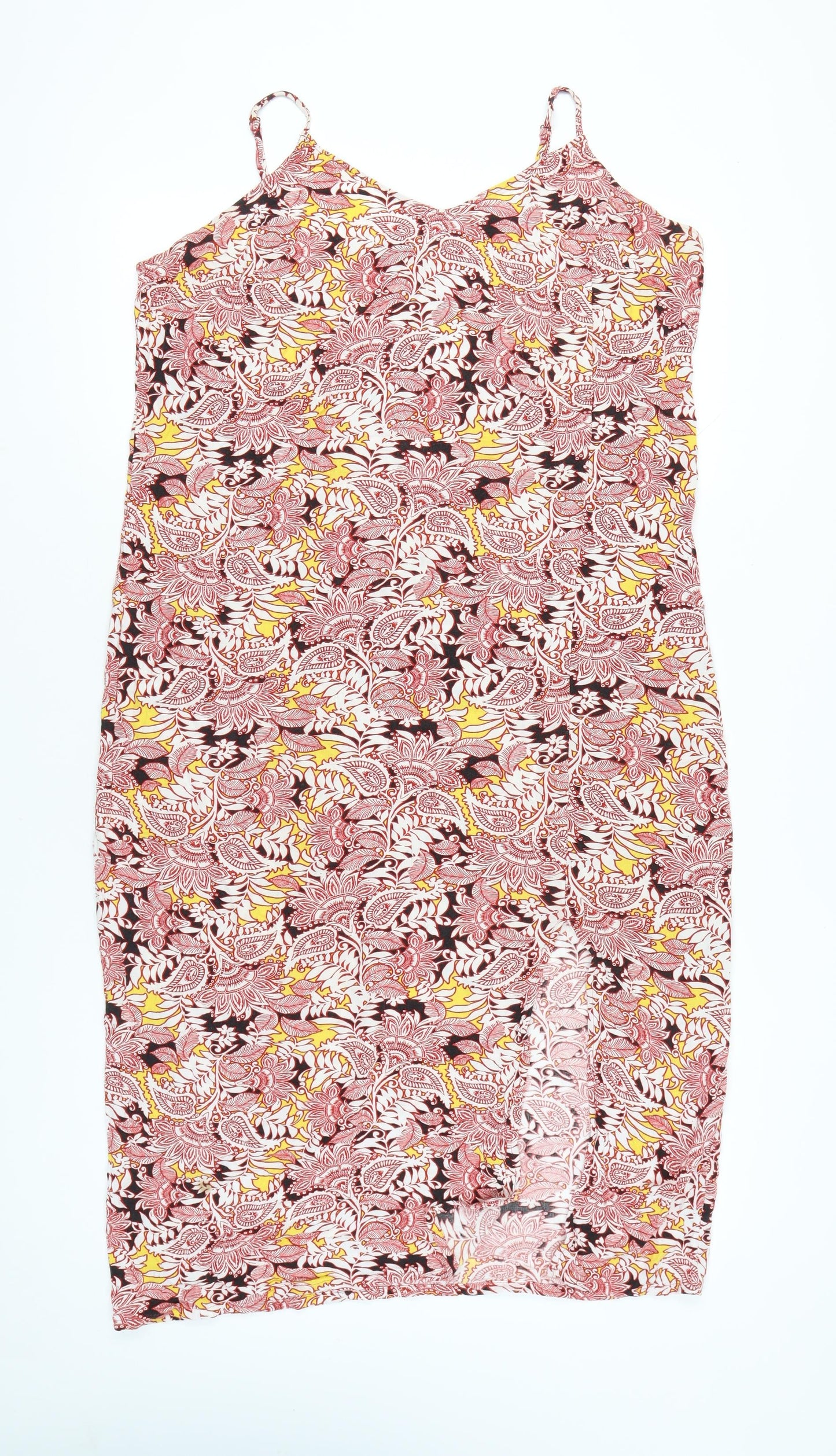 Marks and Spencer Women Red Paisley Midi Slip Dress Size 14