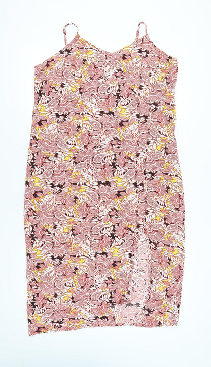 Marks and Spencer Women Red Paisley Midi Slip Dress Size 14