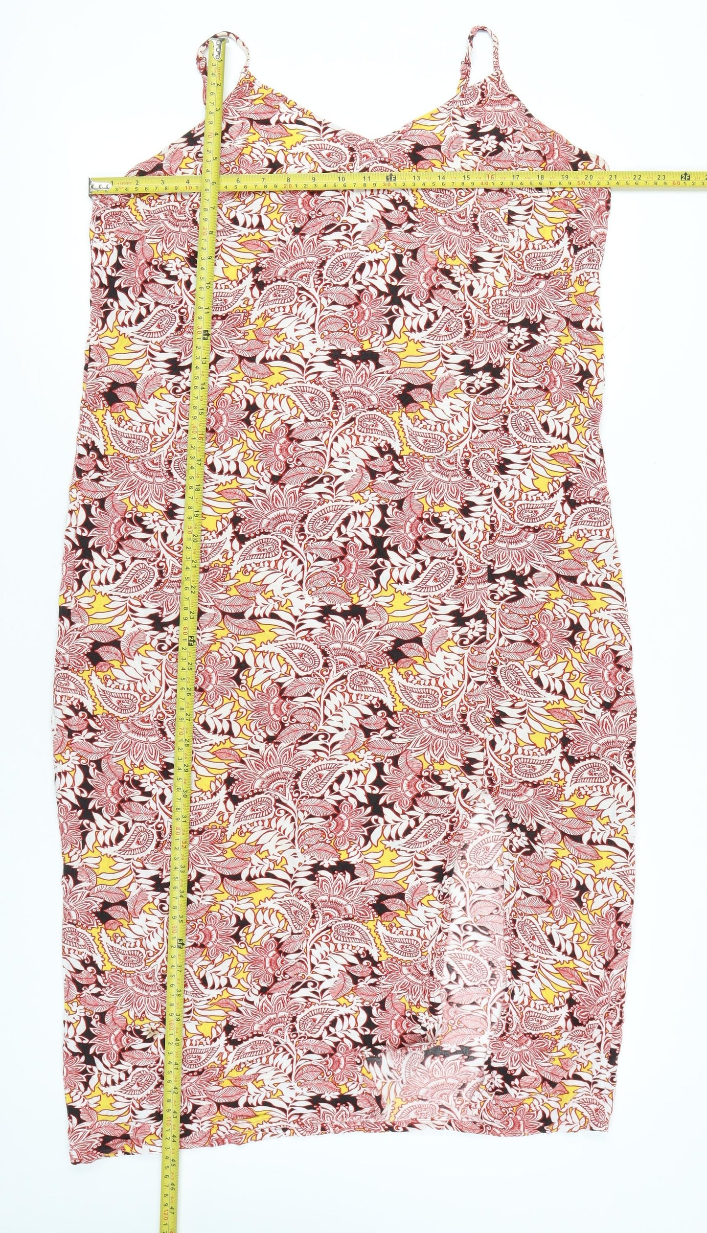 Marks and Spencer Women Red Paisley Midi Slip Dress Size 14