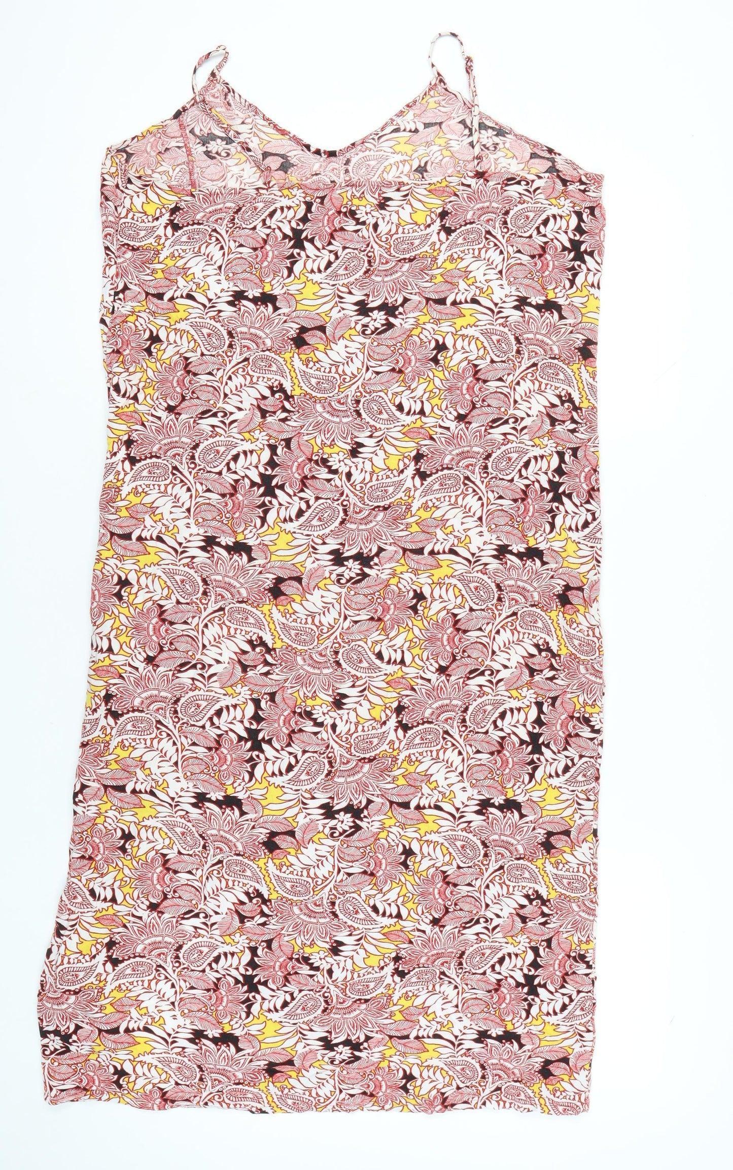 Marks and Spencer Women Red Paisley Midi Slip Dress Size 14