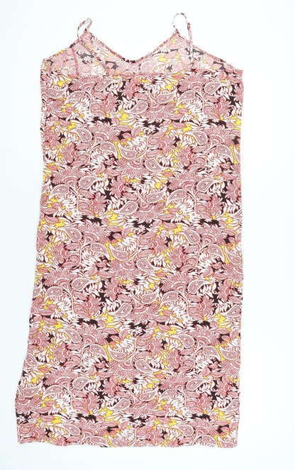 Marks and Spencer Women Red Paisley Midi Slip Dress Size 14