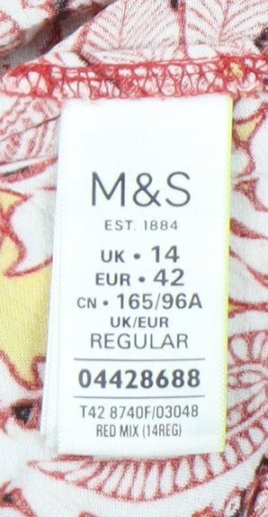 Marks and Spencer Women Red Paisley Midi Slip Dress Size 14